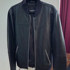 Barney's Original Leather Bomber Jacket - Size Large